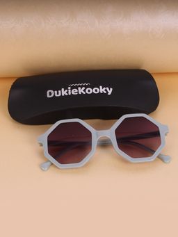 DukieKooky - Kids Unisex Stylish & Sturdy Blue Frame & Black Lens Octagon Sunglasses