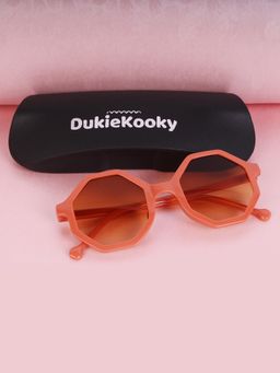 DukieKooky - Kids Unisex Stylish & Sturdy Rust Frame & Brown Lens Octagon Sunglasses