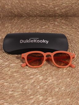 DukieKooky - Kids Unisex Stylish & Sturdy Rust Frame & Brown Lens Wayfarer Sunglasses