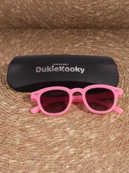 DukieKooky - Kids Unisex Stylish & Sturdy Pink Frame & Black Lens Wayfarer Sunglasses