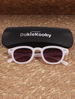 DukieKooky - Kids Unisex Stylish & Sturdy White Frame & Black Lens Wayfarer Sunglasses