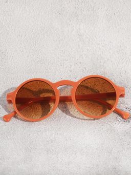 DukieKooky - Unisex Kids Orange Frame & Brown Lens Round Sunglasses