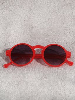 DukieKooky - Unisex Kids Red Frame & Black Lens Round Sunglasses