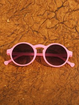 DukieKooky - Unisex Kids Pink Frame & Black Lens Round Sunglasses