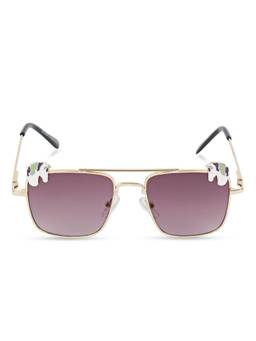 DukieKooky - Kids Golden Frame & Black Lens Square Sunglasses