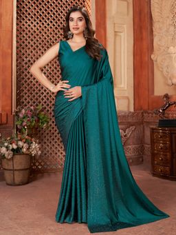 SATRANI - Teal Embellished Saree with Unstiched Blouse