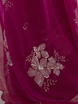 SATRANI - Magenta Embellished Saree with Unstiched Blouse