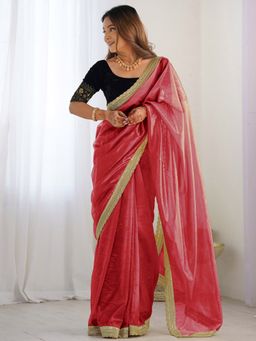 SATRANI - Pink Solid Saree with Unstiched Blouse