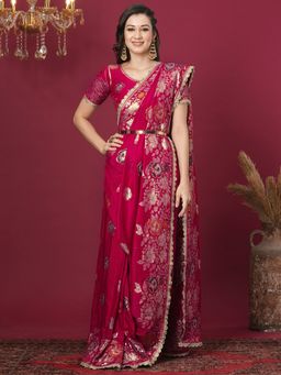 SATRANI - Magenta Woven Saree with Unstiched Blouse
