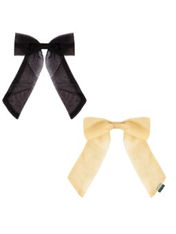 Arendelle - Black and Beige Organza Large Bows (Pack of 2)