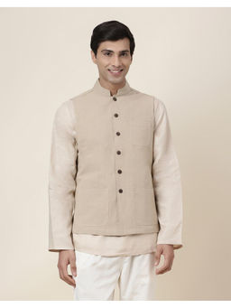 Fabindia - Beige Cotton Bhagalpur Nehru Jacket