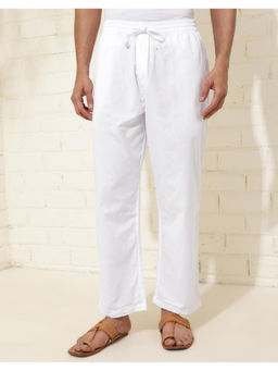 Fabindia - White Cotton Straight Leg Solid Pyjama