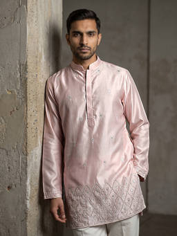 Jompers - Men Designer Silk Blend Embroidered Kurta