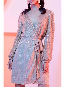 BOHO-CHIC By Sukriti Jain - Champagne Wrap Sequin Dress