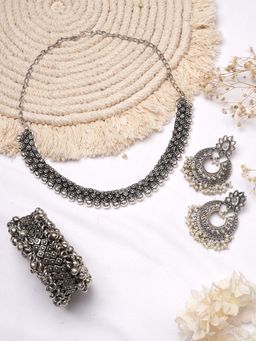 Teejh - by Joker and Witch Madhuri Silver Oxidised Jewelry Gift Set