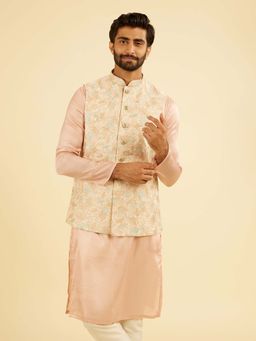 Manyavar - Peach Printed Nehru Jacket