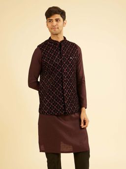 Manyavar - Blue Embroidered Nehru Jacket