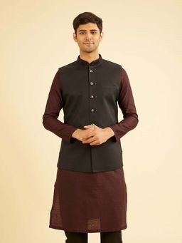 Manyavar - Black Solid Nehru Jacket