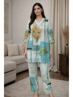 Autumnlane - Akshara Soft blue Printed Cotton Co-Ord Set