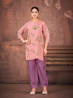 Tikhi Imli - Pink Color Silk Blend With Thread & Sequence Embroidered Kurti With Salwar