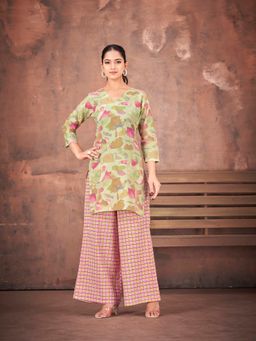 Tikhi Imli - Multi Color Pure Cotton With Abstract Printed Kurti With Palazzo