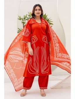 Autumnlane - Girnar Apricot Cotton Kurta With Salwar & Dupatta