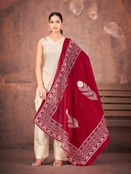 Tikhi Imli - Off White Color Rayon With Solid Back Dori Kurti With Pant & Dupatta