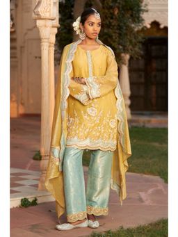 Autumnlane - Mihika Canary Full Work Heavy Kurti With Pant & Dupatta