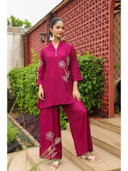 Autumnlane - Sargi Claret Embroidery Cotton Co-Ord Set
