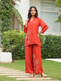 Autumnlane - Sargi Saffron Embroidery Cotton Co-Ord Set