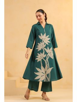 Autumnlane - Sargi Teal Printed Cotton Kurta With Pant