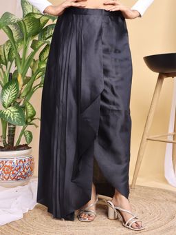 Tikhi Imli - Black Color Satin Draped Skirt