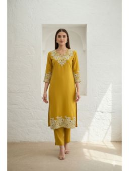 Autumnlane - Shruti Gold Embroidered Kurta With Pant