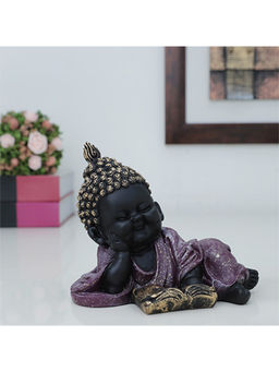 HomeTown - Naqsh Polyresin Reading Mong Figurine in Purple Colour