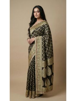 Dress & Dazzle - Coco Black Khaddi Georgette Saree with Unstitched Blouse