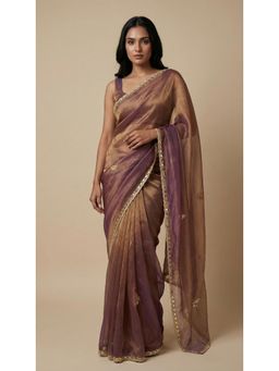 Dress & Dazzle - Copper Mirror Saree with Unstitched Blouse