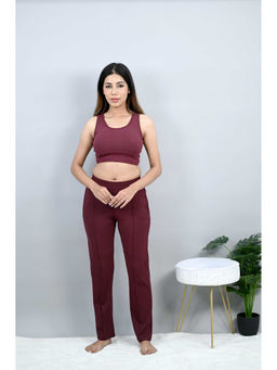 MLADA - Women Maroon Luxury Athleisure Straight Trackpant
