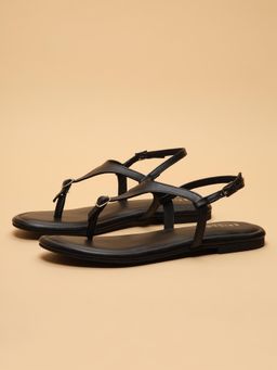 ERIDANI - Rosella Black Thong Flats