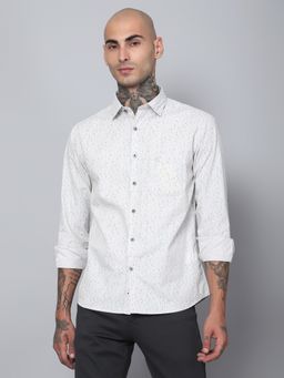 Cantabil - Men Cotton Printed Grey Full Sleeves Casual Shirt