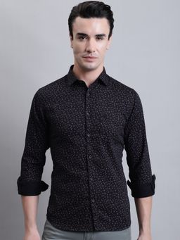 Cantabil - Men Cotton Black Casual Full Sleeves Shirt