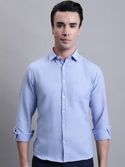 Cantabil - Men Cotton Sky Blue Casual Full Sleeves Shirt