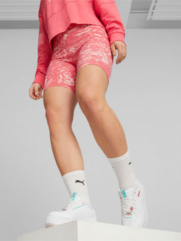 Puma - Power Aop 7 Inch High-Waist Womens Pink Shorts