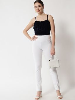 Trend Arrest - Navy Blue Velvet Crop Top