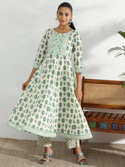 Libas - Off White Pure Cotton Printed Kurta Sets for Women