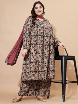 Vbuyz - Women Multi-Color Printed Kurta with Pant and Dupatta (Set of 3)