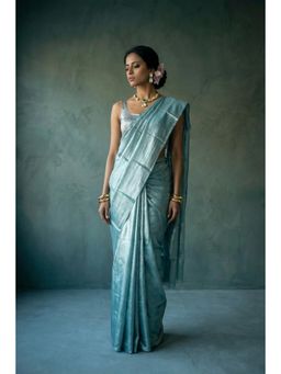 Huts and Looms - Pastel Blue Handwoven Tissue Saree