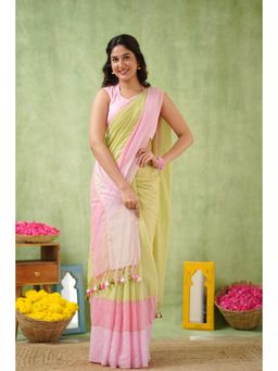 Sutisancha - Blush Breeze Mul Cotton Saree with Unstitched Blouse