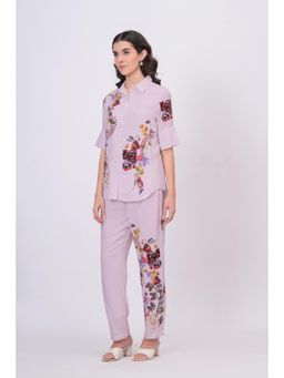 Zolo Label - Womens Lavender Casual Printed Co-Ord Set