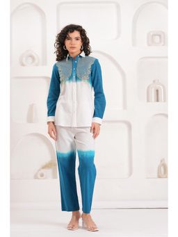 Zolo Label - Sky Blue Embroidered Ombre Co-Ord Set