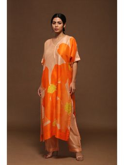clos - Burning Orange Rich Dupion Silk Kurta with Pant (Set of 2)